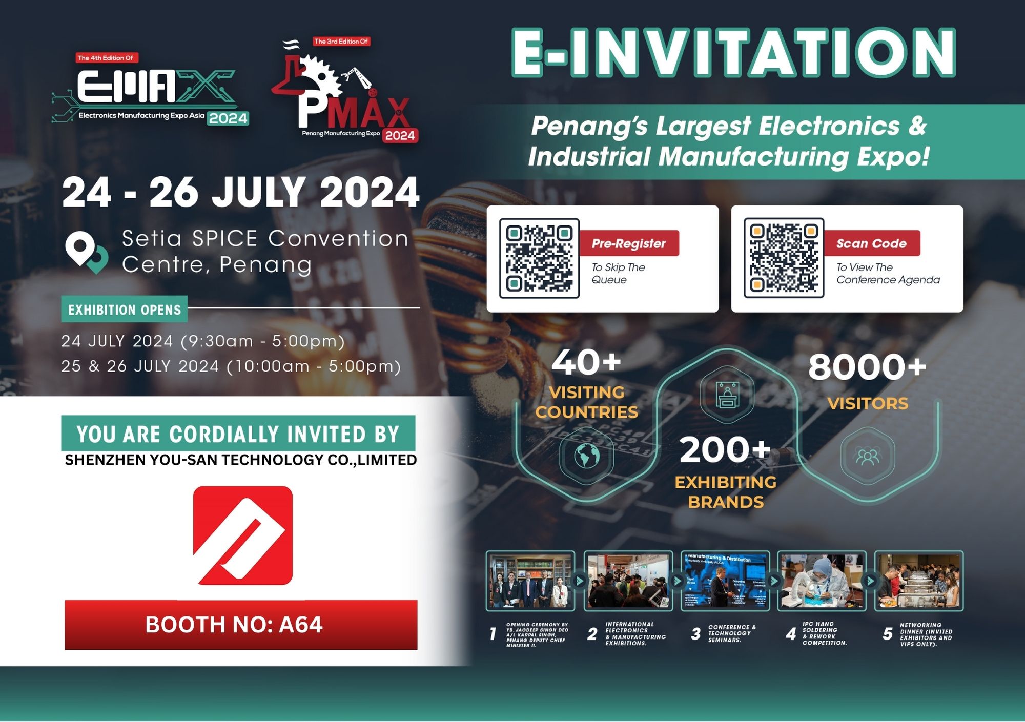 Юсан принял участие в выставке Electronic Manufacturing Expo Asia в Пенанге, Малайзия, 24–26 июля 2024 года.